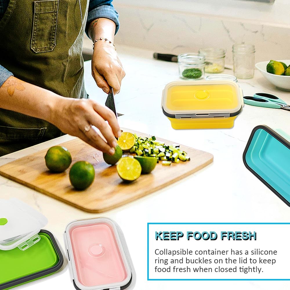 Collapsible Silicone Food Storage Container 4 Pack, Silicone Storage Containe…