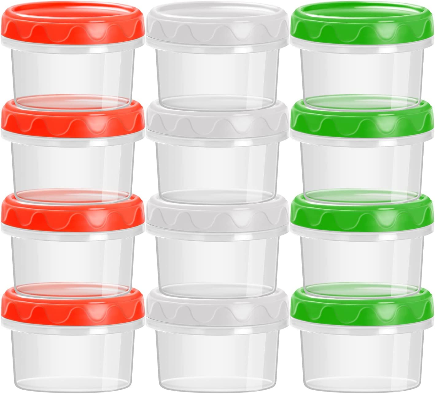 EONJOE Mini Plastic Containers with Lids Reusable Dishwasher Freezer 2oz 12