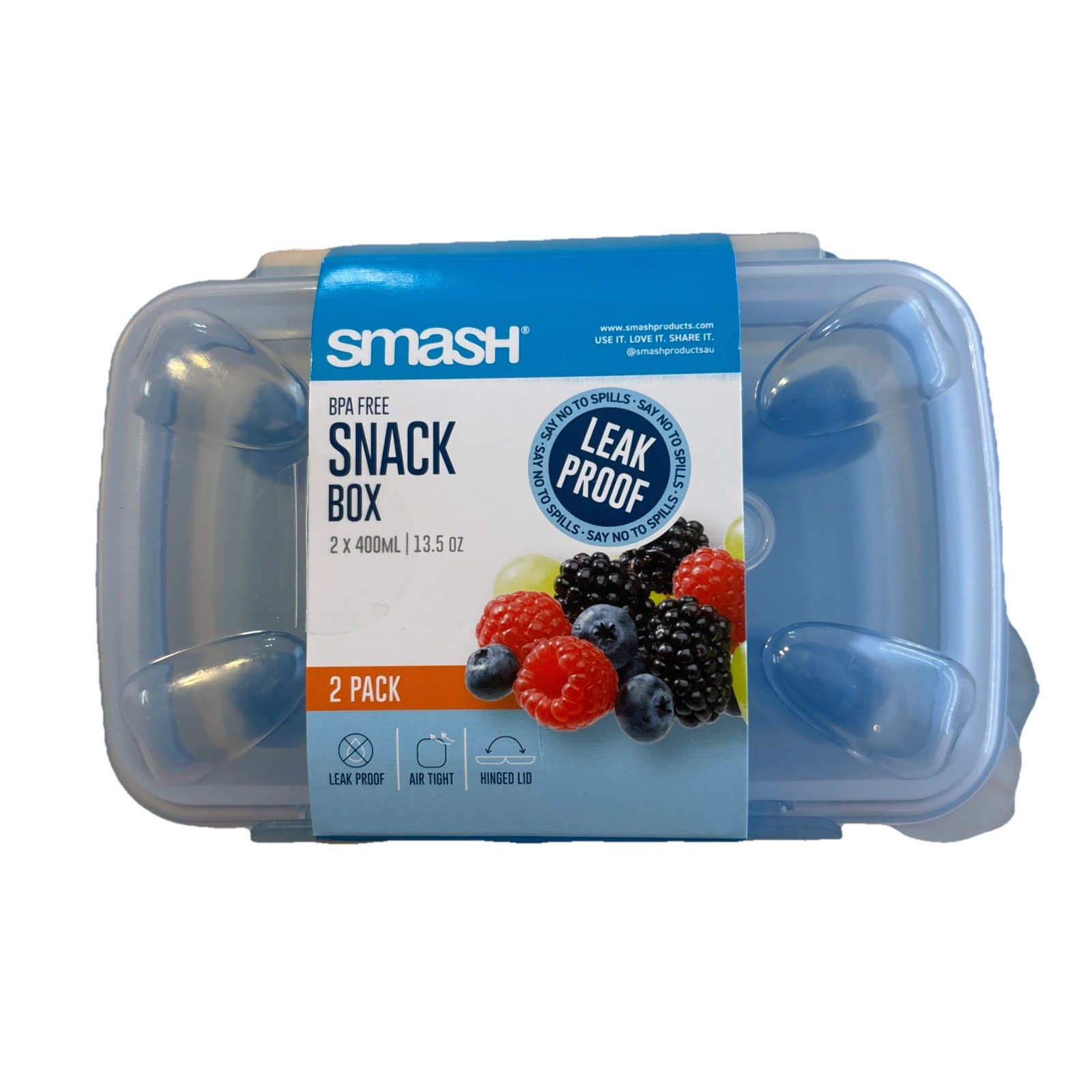 SMASH BPA FREE SNACKBOX LEAK PROOF 2x 400ml 13.5 Oz Airtight