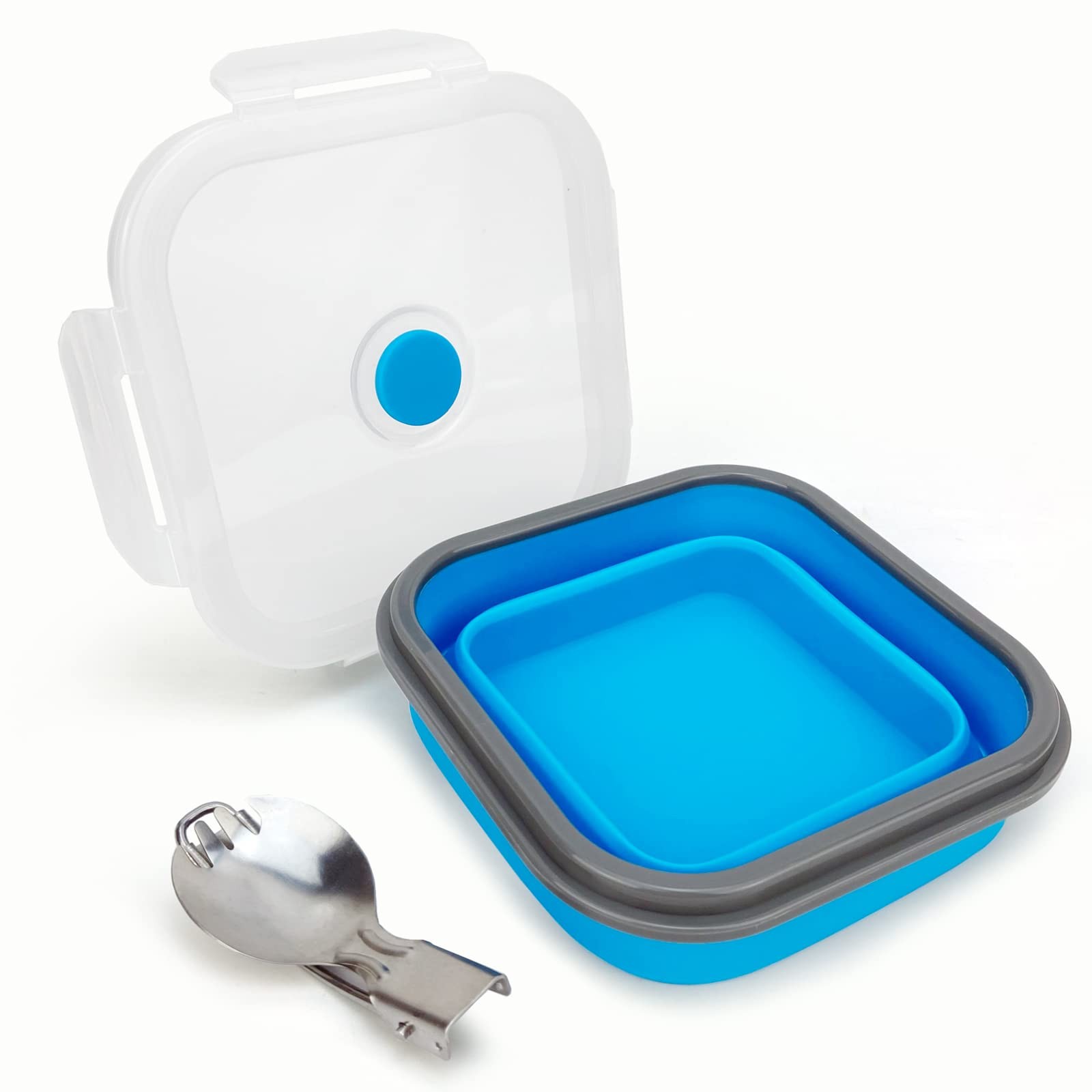 900ml Collapsible Bowl With Plastic Lid For Camping Silicone Lunch Container Set