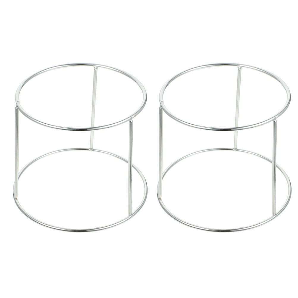 2 Pcs Double Layer Seafood Tray Display Rack Stainless Steel Pizza Plate Stand