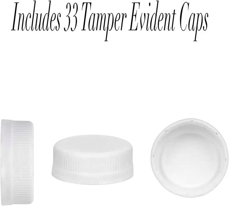 16 Oz Empty Plastic Juice Bottles with Tamper Evident Caps – 33 Pack Drink Conta