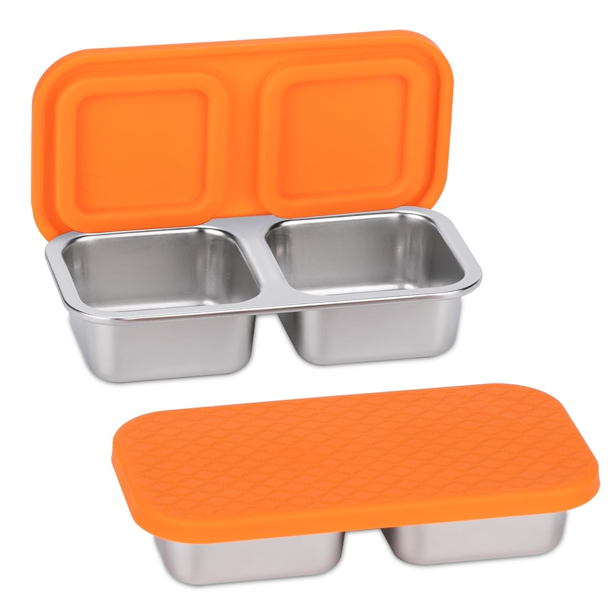 2-Compartment Stainless Steel Snack Containers, Reusable Snack Containers wit…