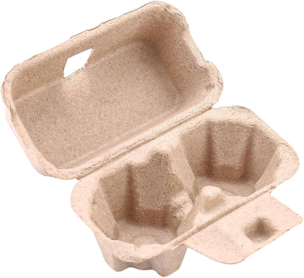 100 Pack Egg Cartons Bulk Pulp, 2 Cell Containers Vintage Easter Style, 1/6 Doze