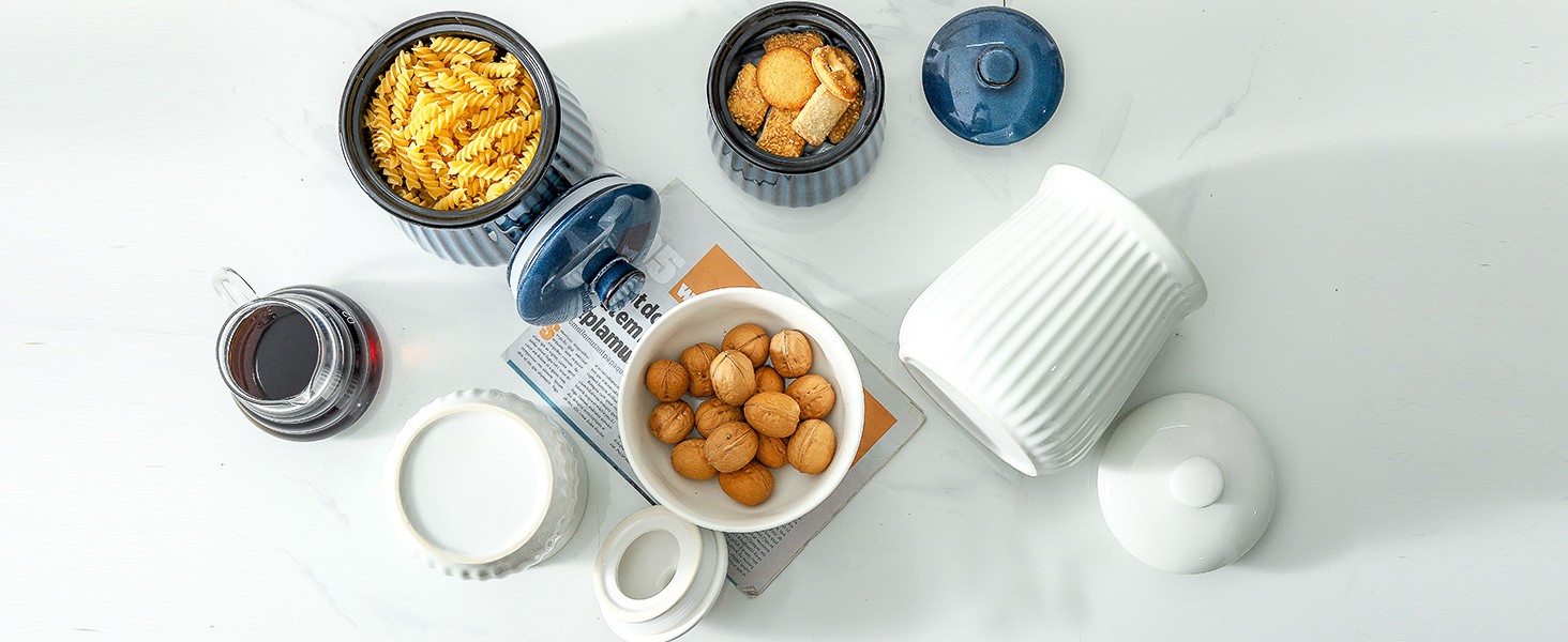 Hasense Ceramic Storage Containers, 35 oz Coffee Canister with Airtight Lids,