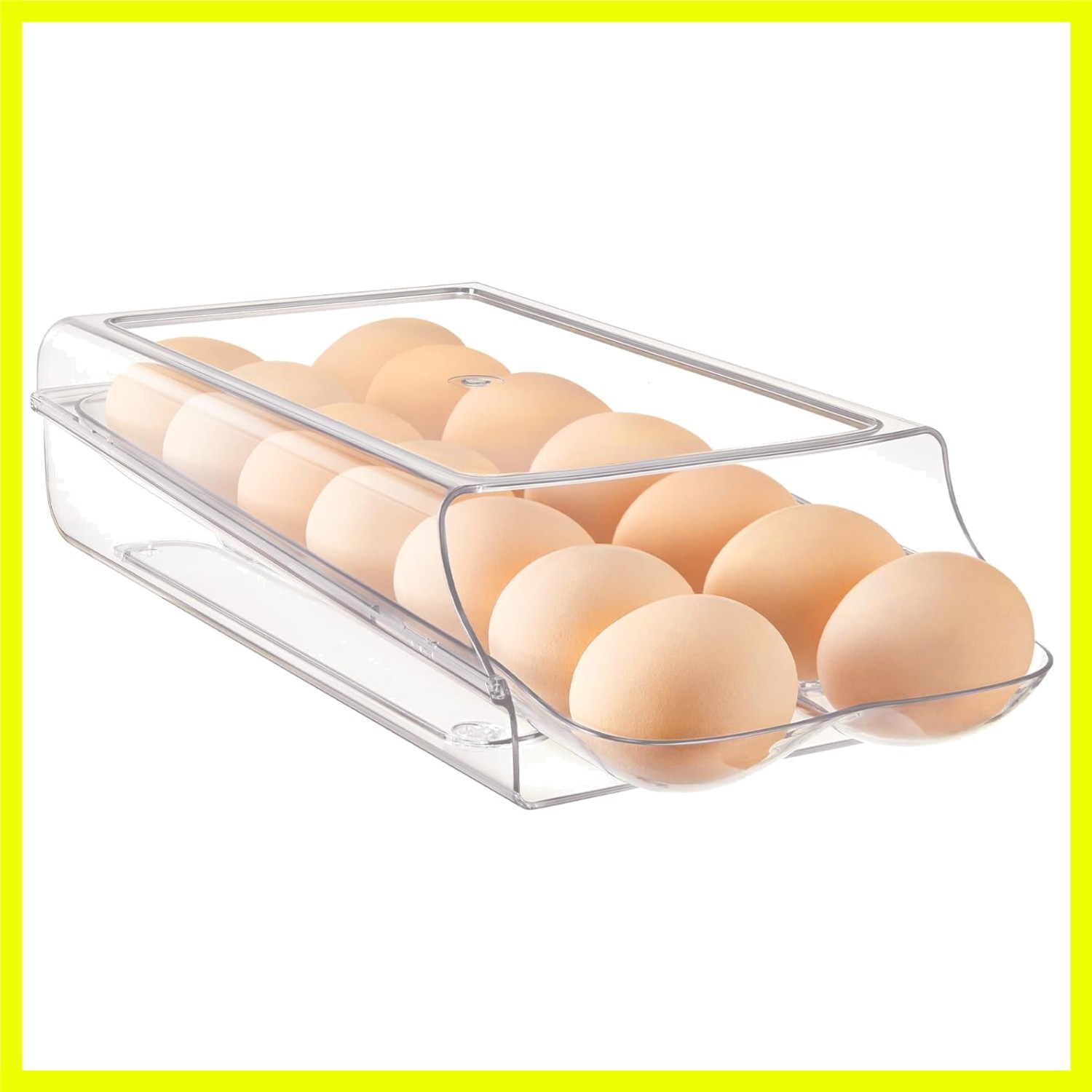 Clear Plastic Egg Holder for Fridge, Automatic Rolling Egg Container for Refr…
