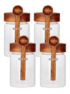 Loose Leaf Tea Storage Canister Set, 4 Pieces 16 OZ Glass Tea Containers with