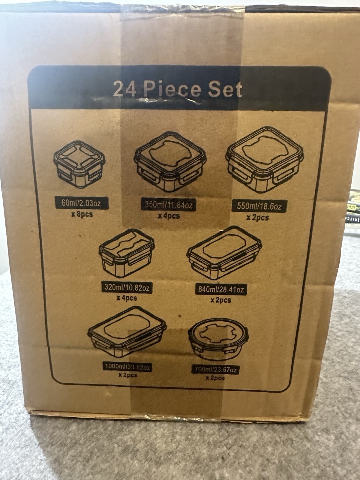 Stablo 24 Piece Airtight Leak Proof PP Food Storage Container Set, Clear NIB