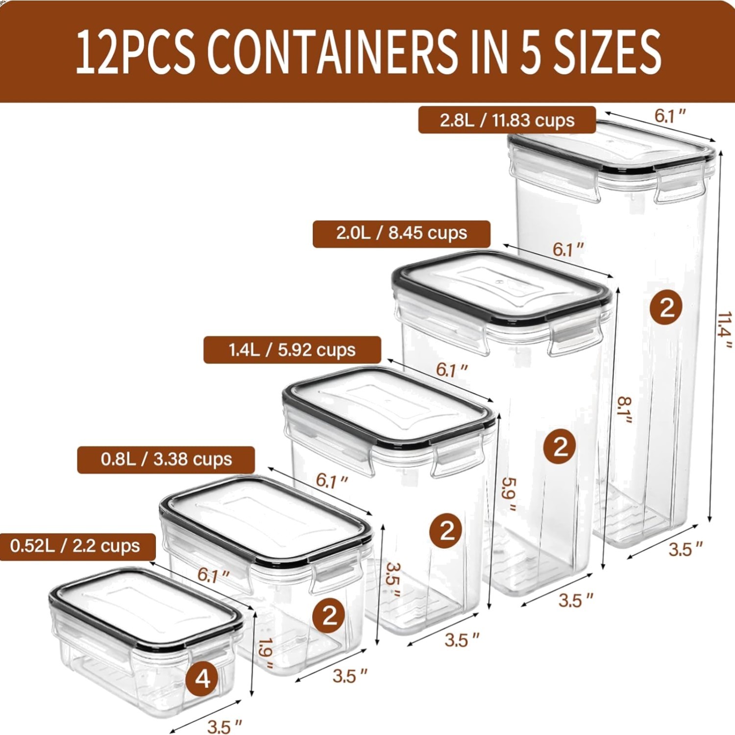 Elegant Airtight Food Storage Containers Set – 12PCS BPA-Free Kitchen Essential