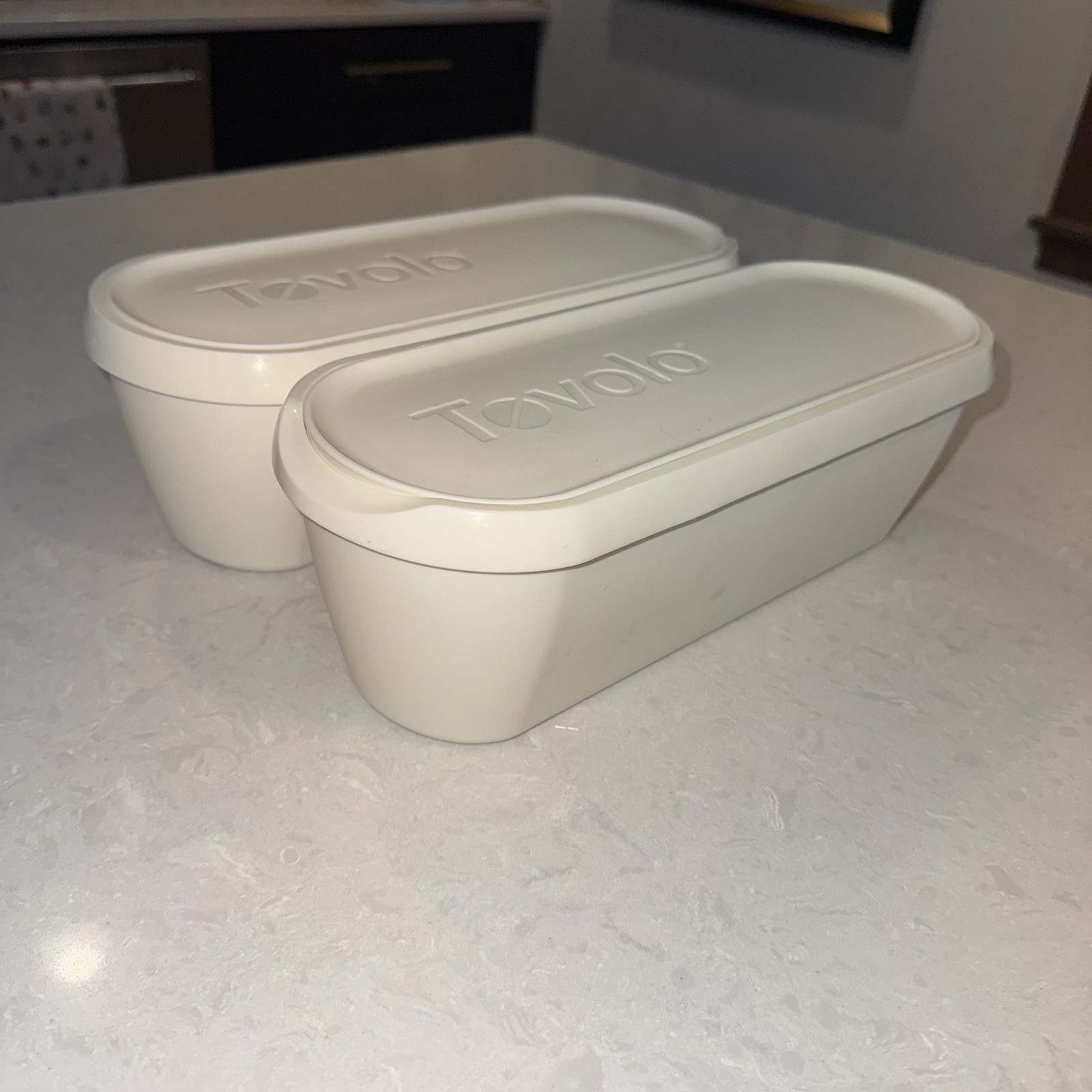Lot Of 2 Tovolo Glide A Scoop Ice Cream Tub Reusable Container 1.5 Quart White