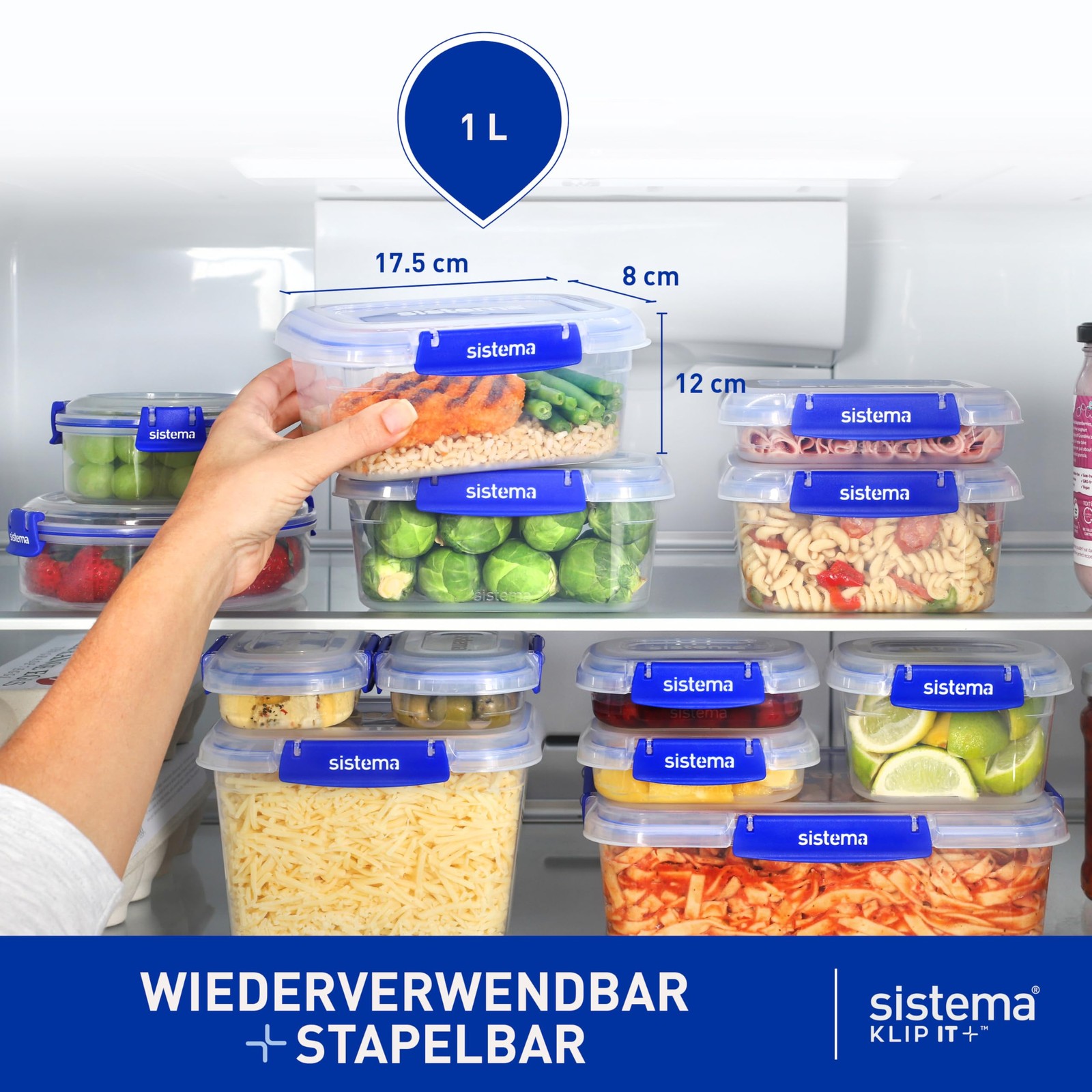 KLIP IT PLUS Leakproof Food Storage Containers | 1 L | Airtight & Stackable M…