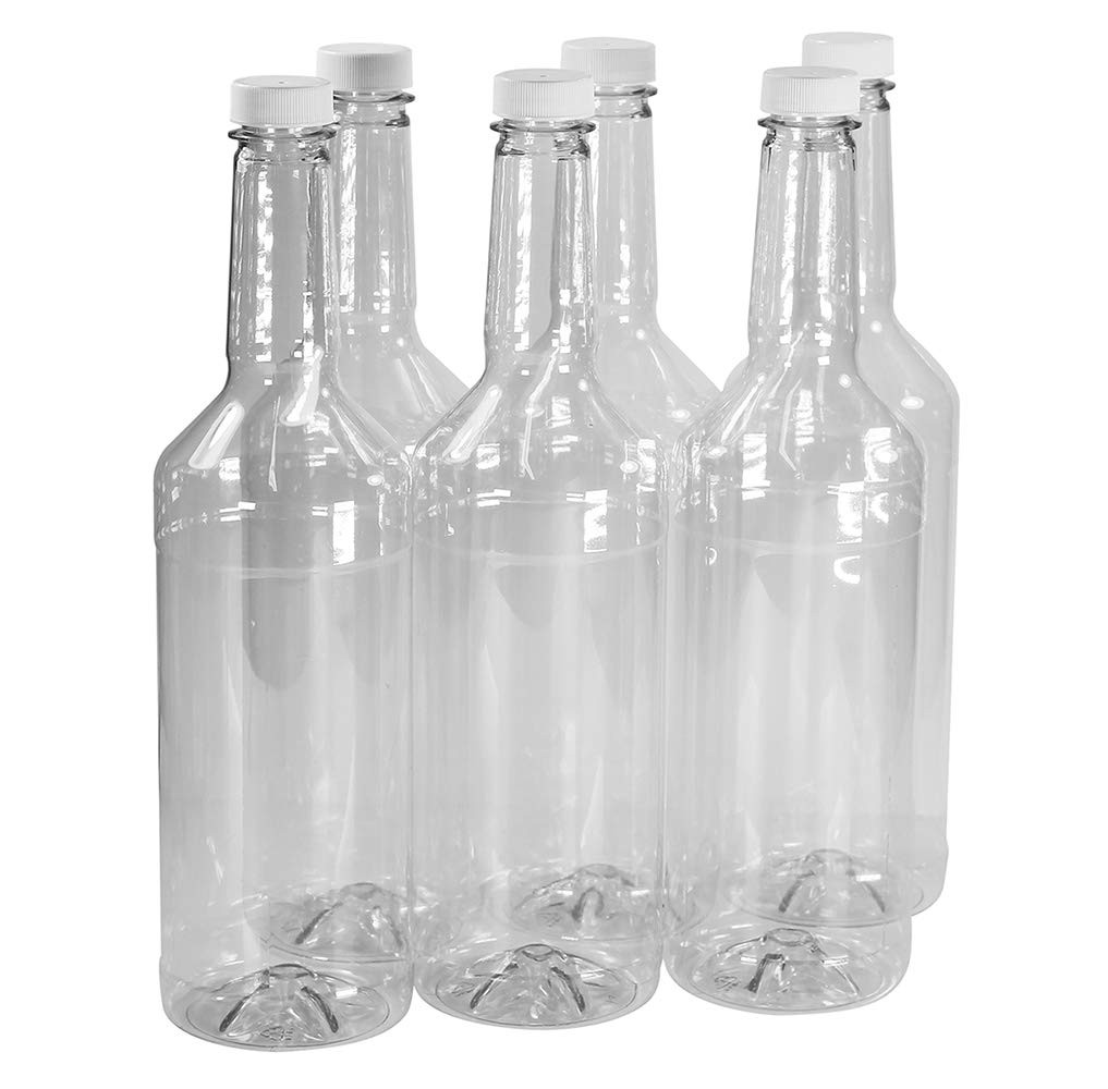 32 oz. Long Neck Plastic Bottles Empty, Reusable, BPA-Free (Pack of 6) | Scre…
