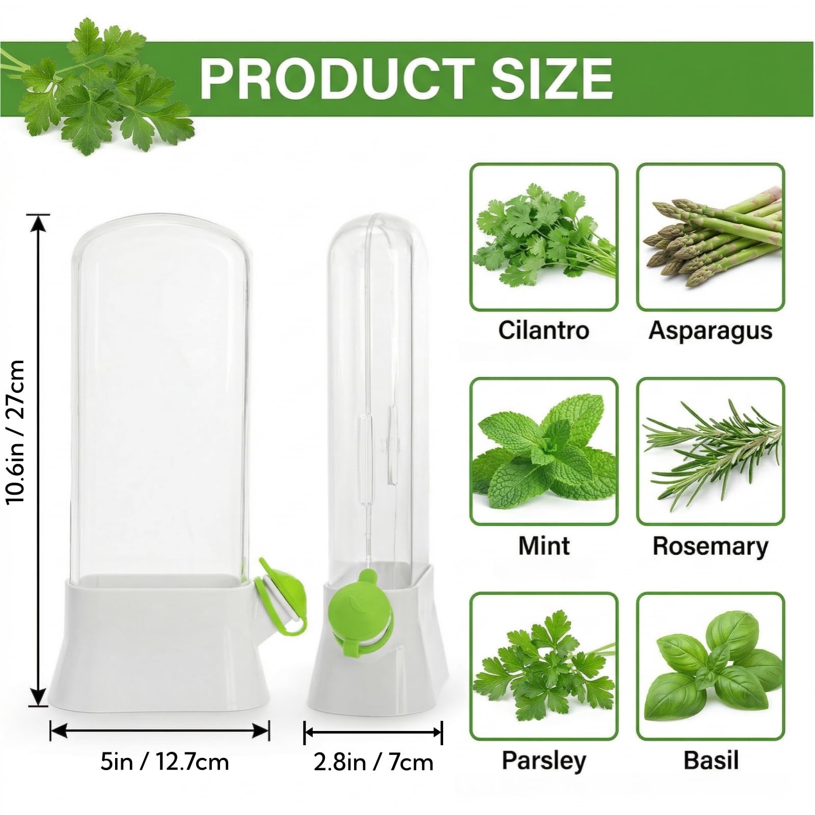 Jowgut 2 Pack Herb Saver for Refrigerator, Fresh Herb Keeper Preserver, Safe …