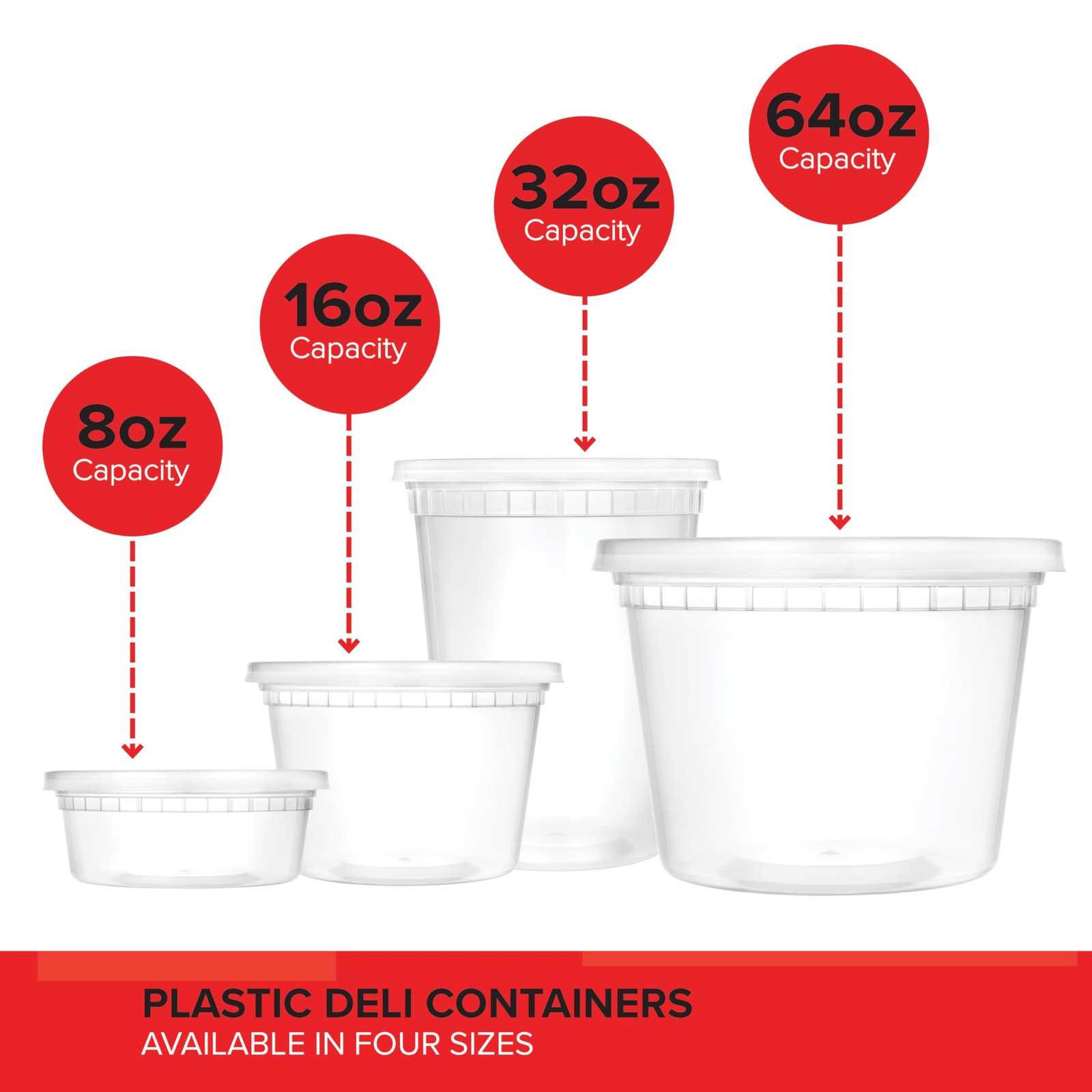 Stock Your Home 32oz Plastic Deli Containers 32 oz/48 Count, multi-colored