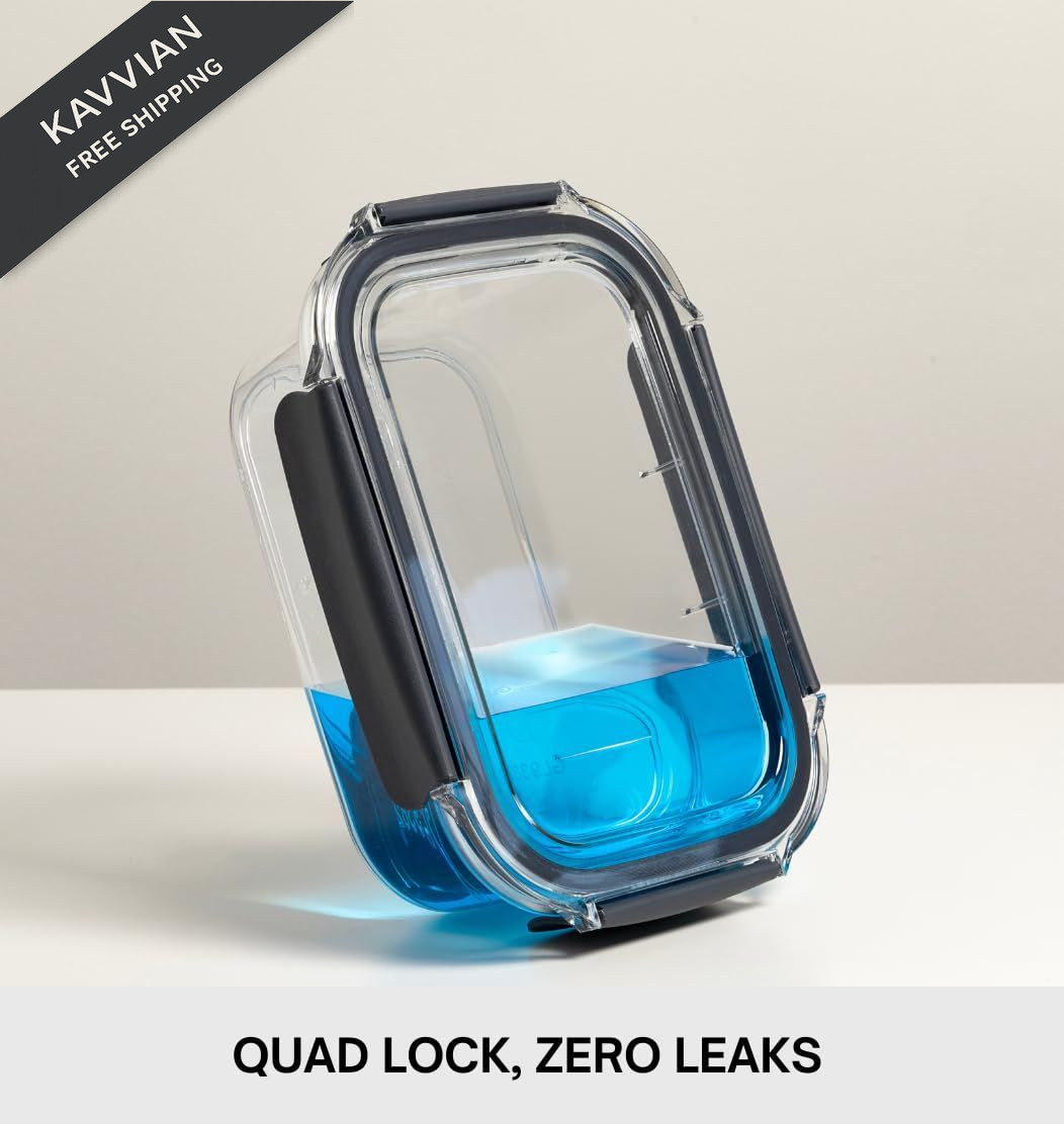 24/7 BAGS 6 Set Quad Lock Airtight Pantry Storage Containers, Leak Clear