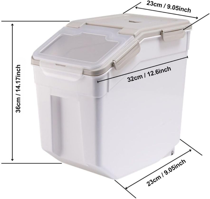 2 Pack Rice Storage Container 25 lbs Airtight Flour Storage Containers W/ Lid &