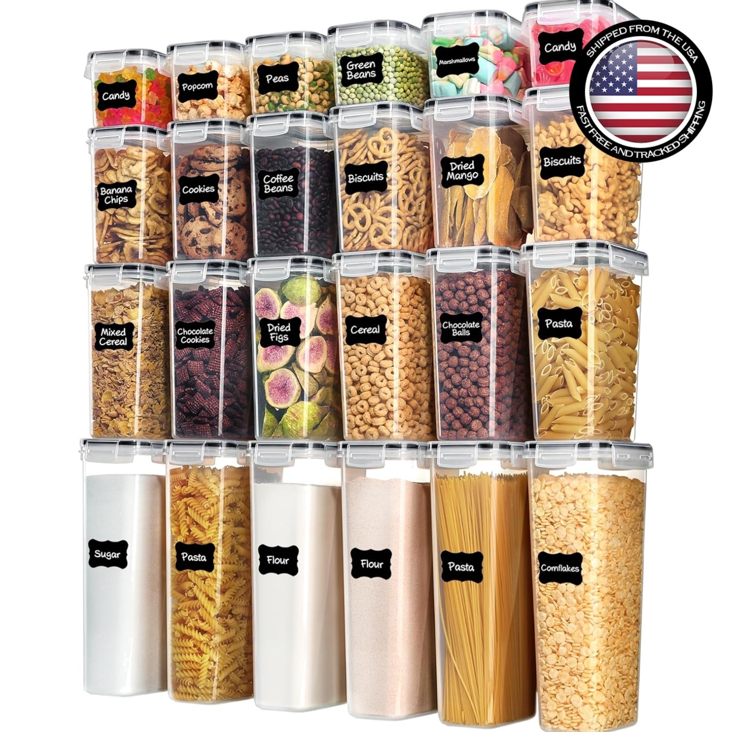 Stackable Airtight Containers with Lids – 24 pcs BPA-Free Kitchen Storage Set