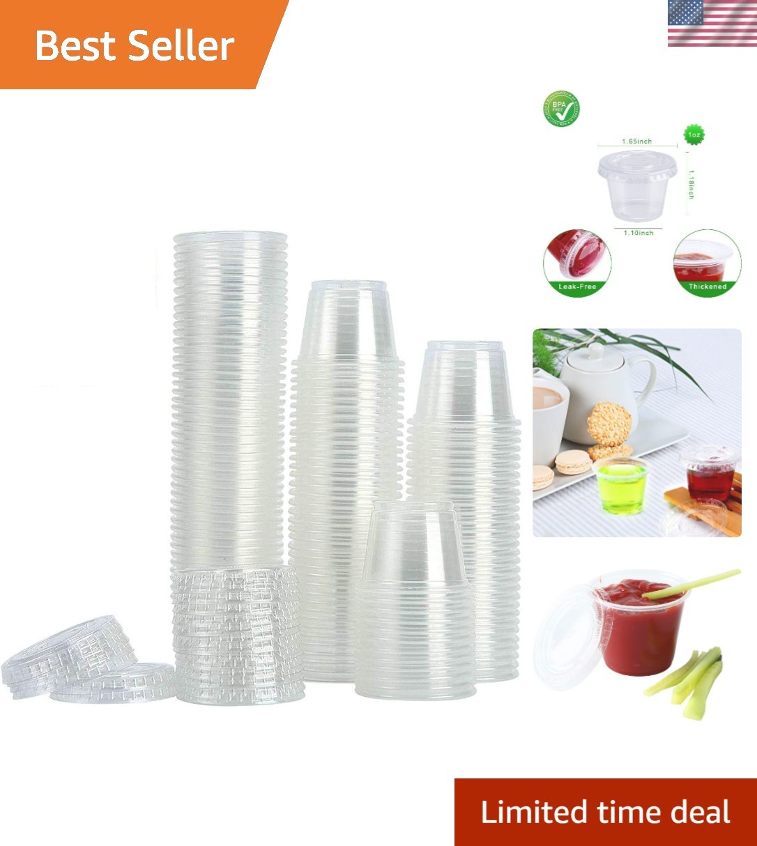 Durable 1 oz Clear Polypropylene Snack Cups with Lids | 200 Pack for Gatherings
