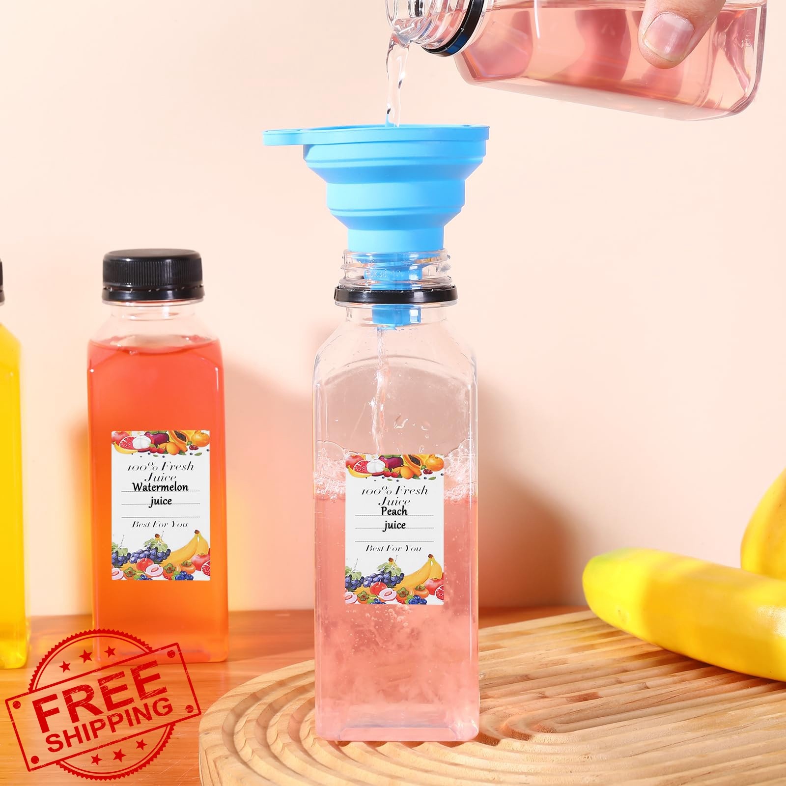 Janisfirst 12oz Plastic Juice Bottles 48pc Black Caps