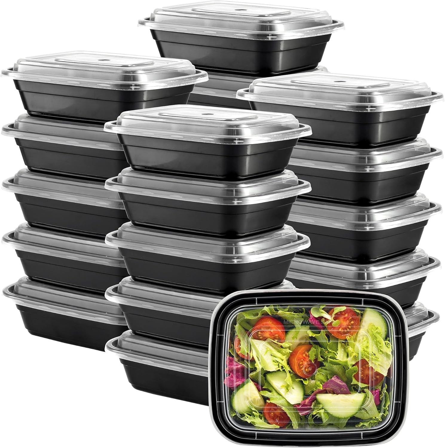 [28 oz 50 Count 2-Compartment Meal Prep Containers W/ Lids – Reusable