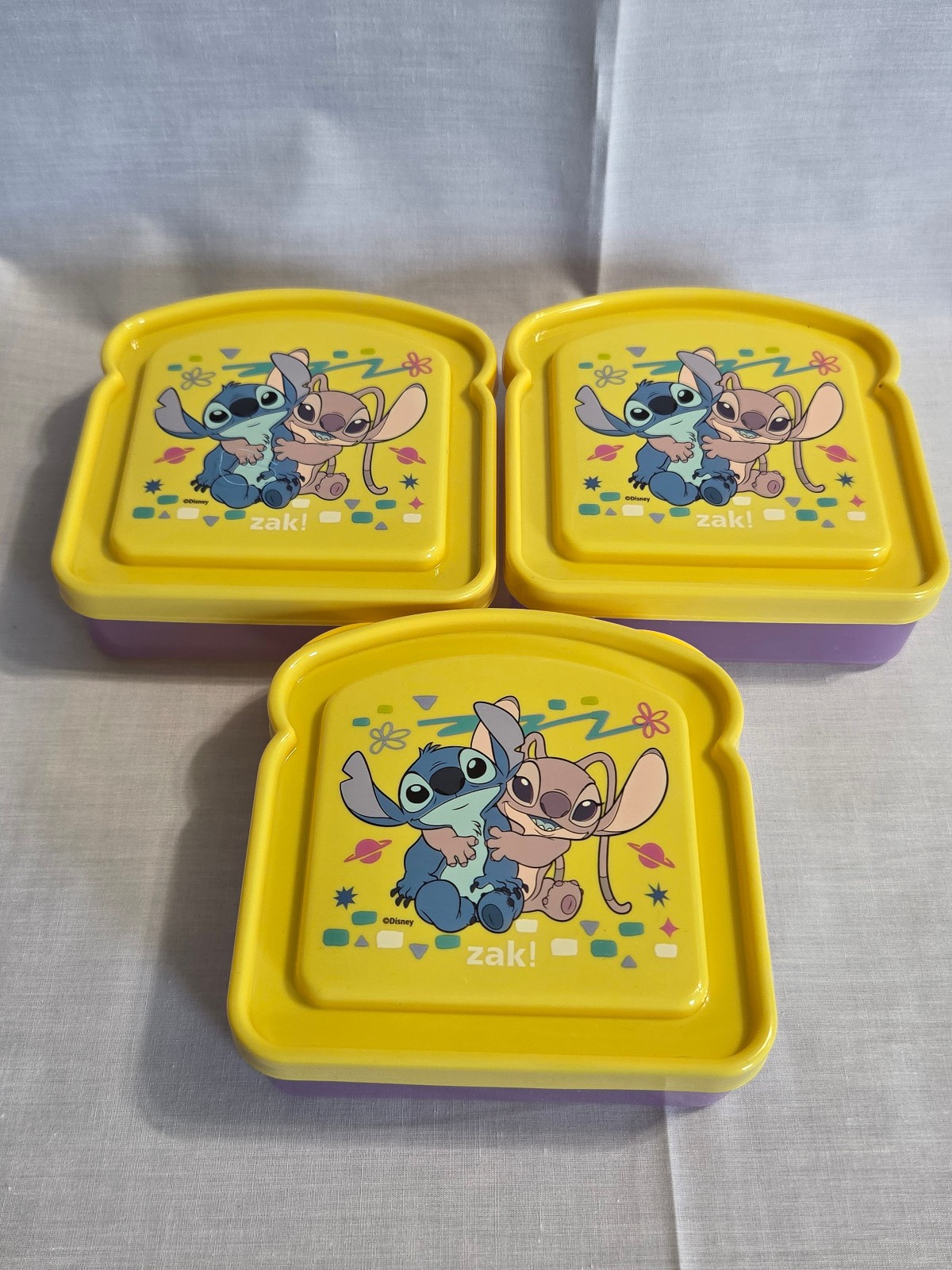 Set 3 Disney LILO & STITCH Sandwich Holders Snack Packer lunch box bread Contain