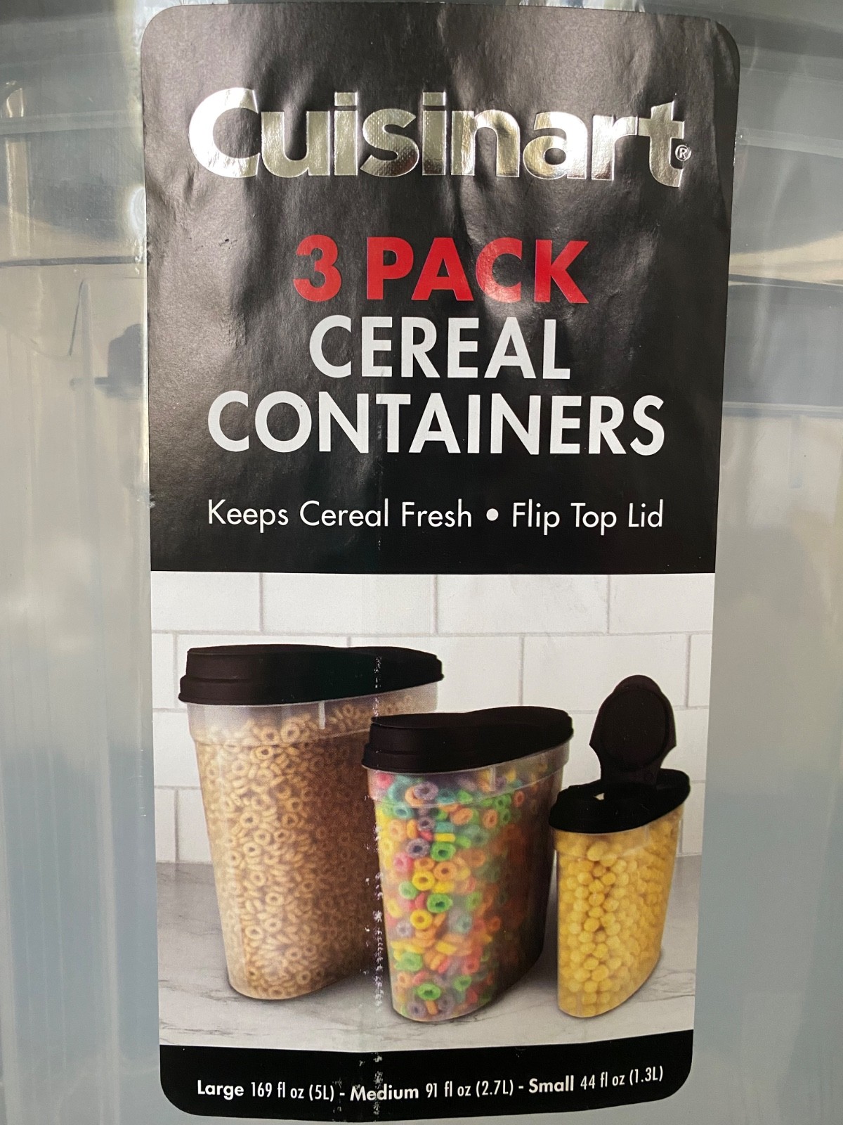 Cuisinart 3-Pack Airtight Cereal Container Set Fresh Food Storage BPA FREE