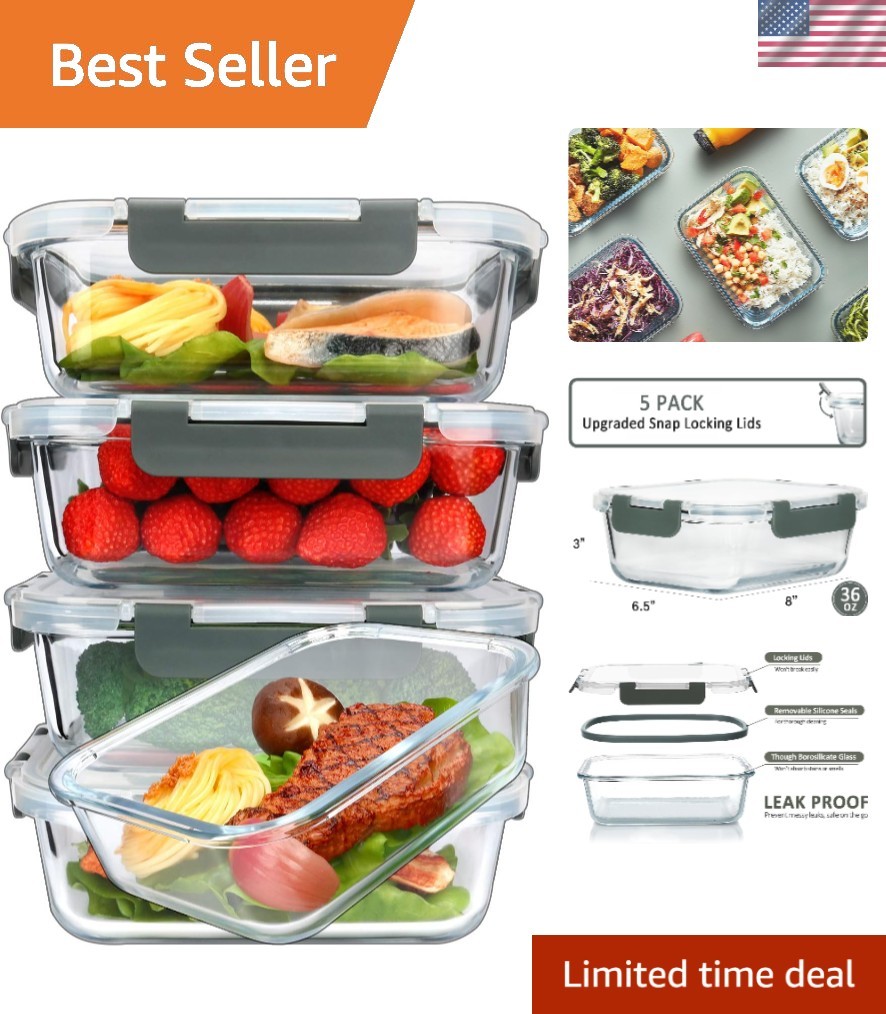 Versatile 36 Oz Glass Food Storage Containers – Dishwasher and Freezer Safe