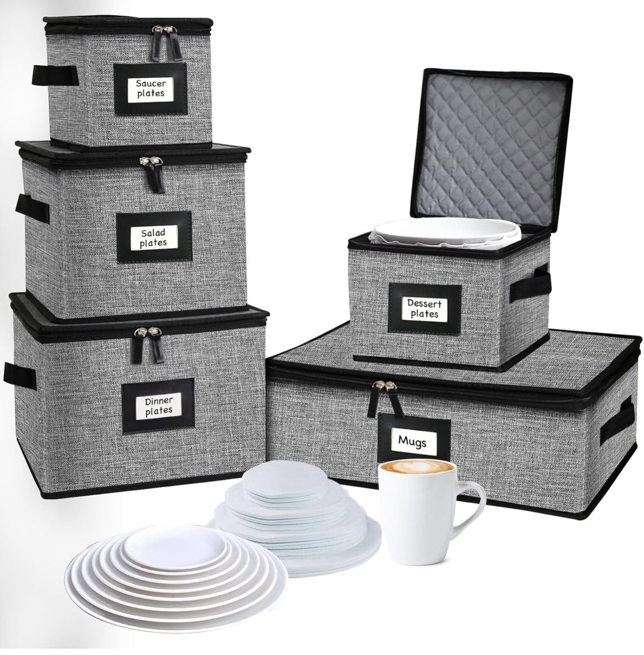 5 PACK China Storage Containers-Quilted Mug Storage and Moving Boxes for Dishes