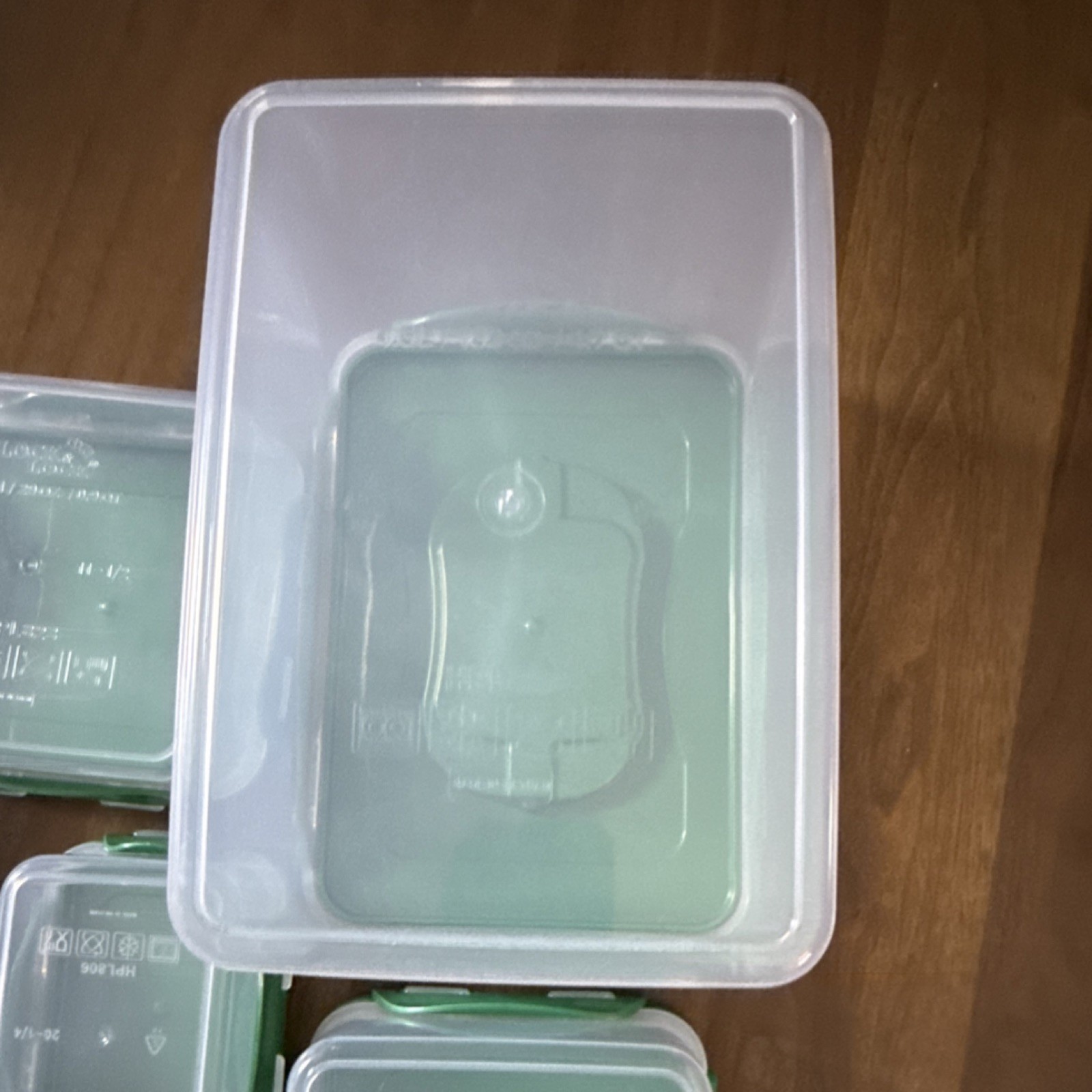 Lock & Lock 8pc Square Round Rectangle Plastic Storage Set Clear Green Snap Lid