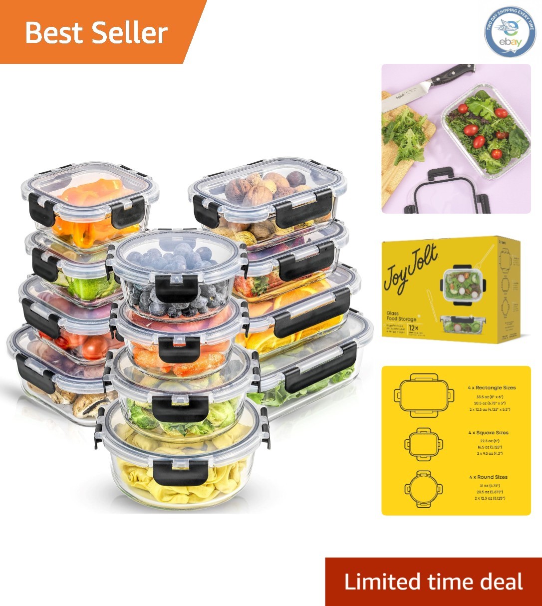 Versatile 24pc Glass Tupperware Set – Airtight & Microwave Safe Solutions