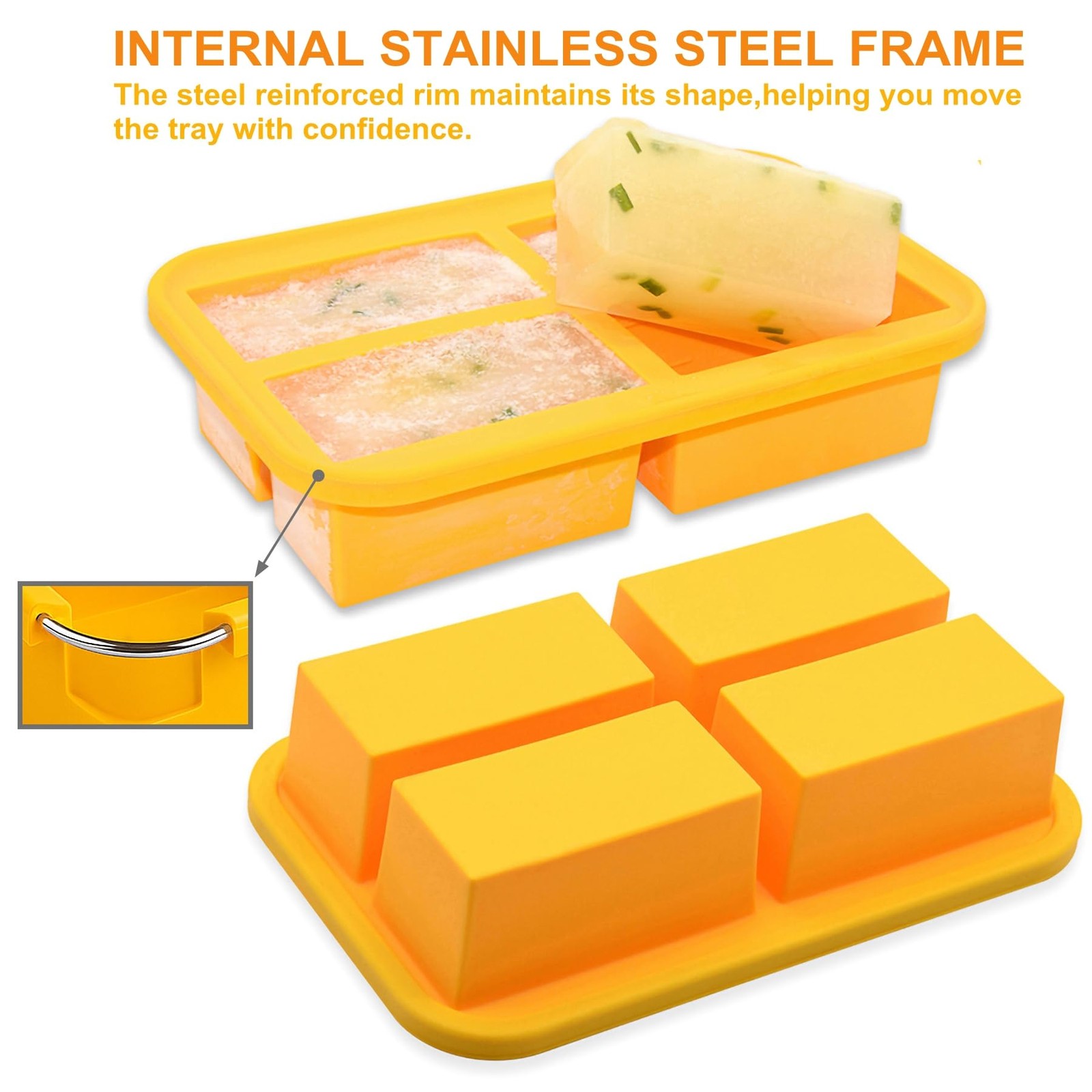 1-Cup Silicone Freezing Trays with Lid,2 Pack,Easy-Release Silicone Freezer M…