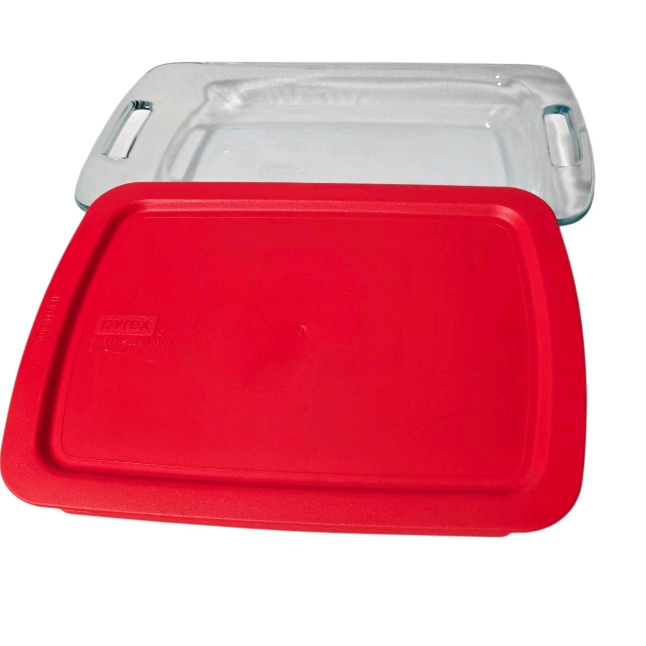 Pyrex 3 Qt Rectangular Glass Food Storage Container w/ Red Snap Lid 9×13″