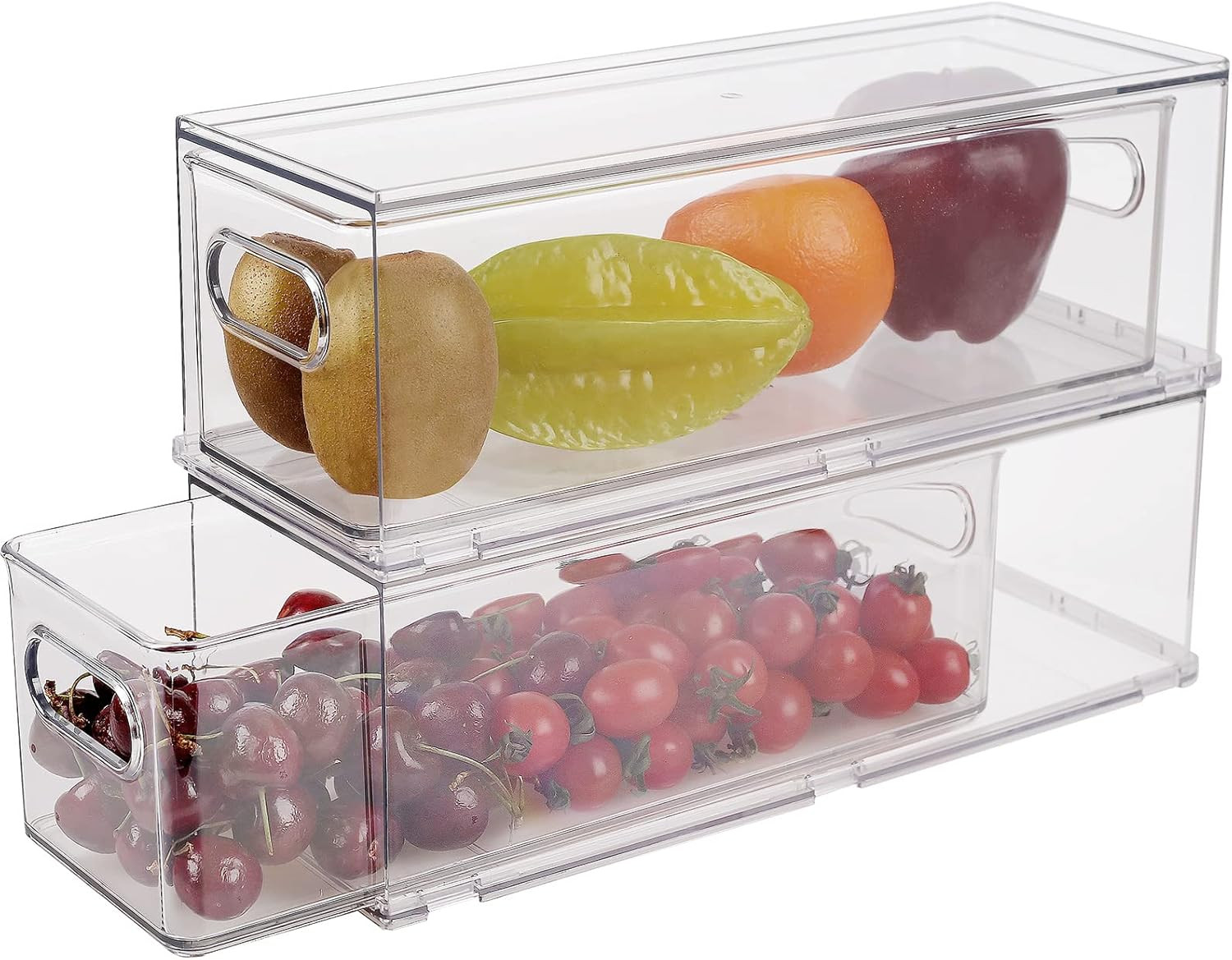 Taiuloo 2 Pack Stackable Refrigerator Organizer Bins with Pull-… Fast USA SHIP