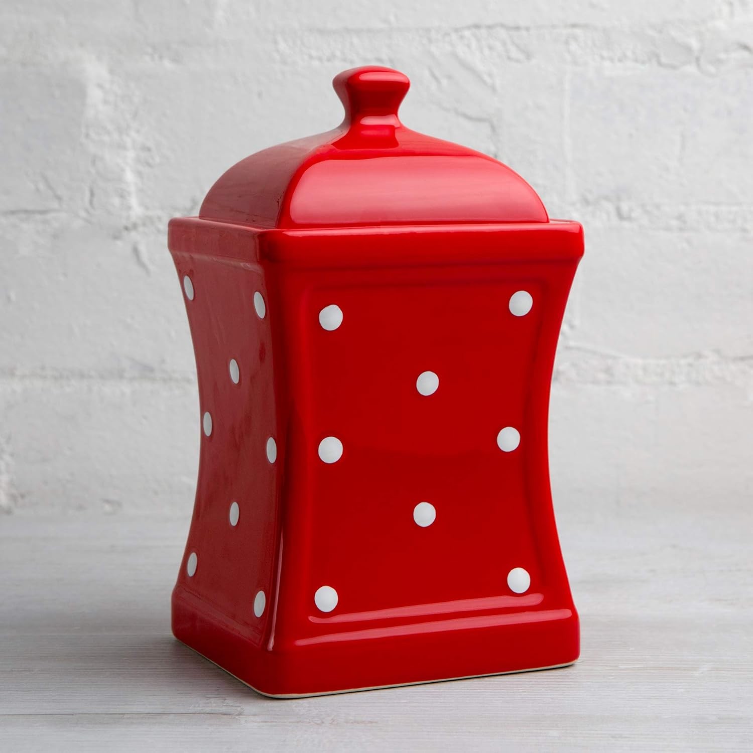 Handmade Red and White Polka Dot Large Ceramic 31.5oz/900ml Kitchen Storage Jar