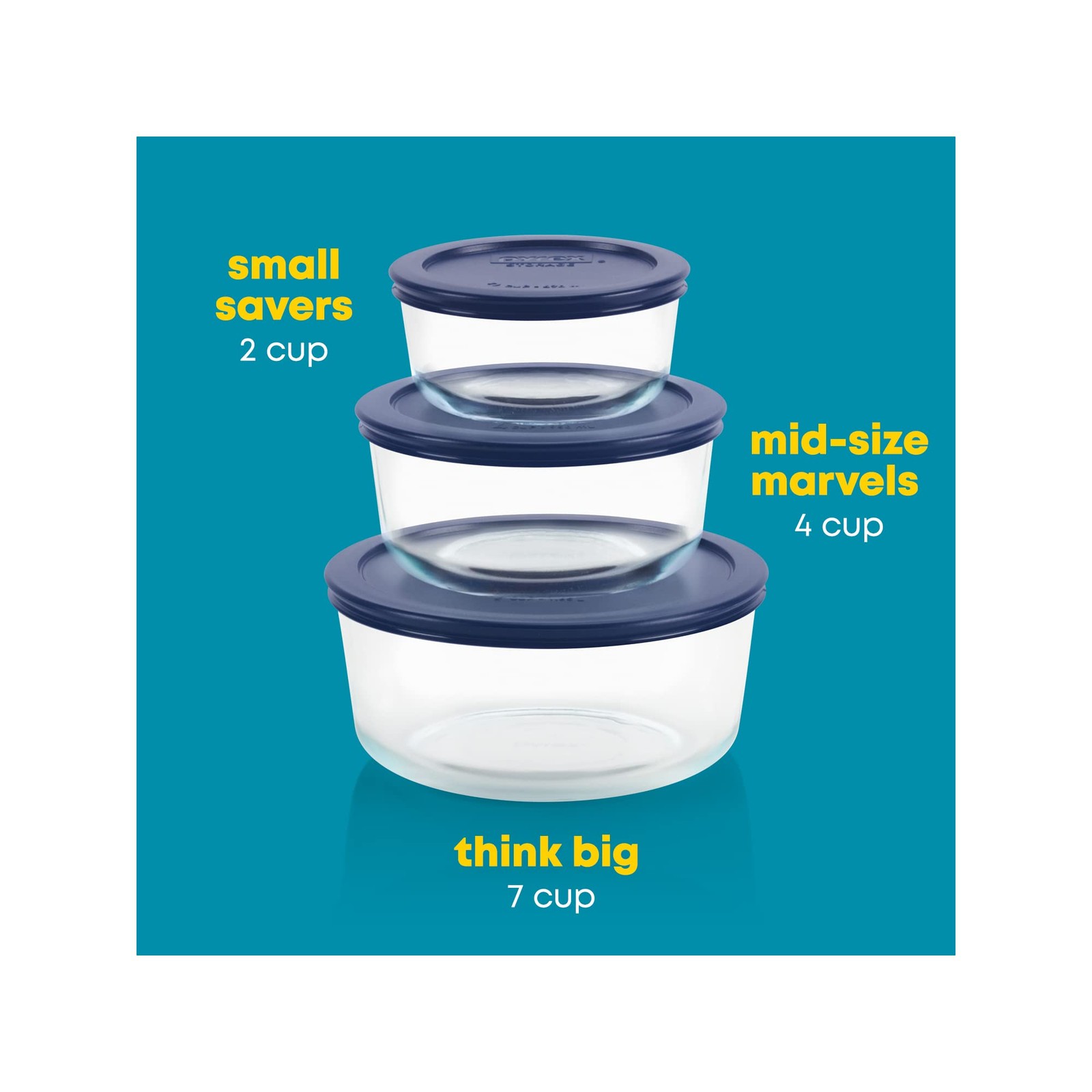Pyrex Simply Store (3-Pack) Glass Food Storage Containers Set, (2, 4 &