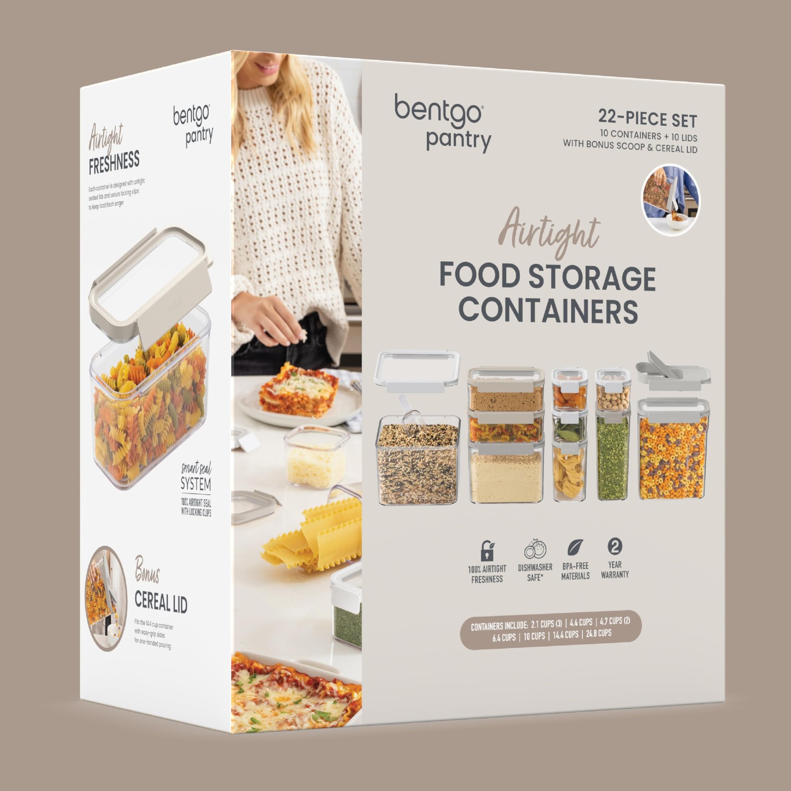 Pantry – 22-Piece Airtight Food Storage Containers, Clear and Stackable Kitch…