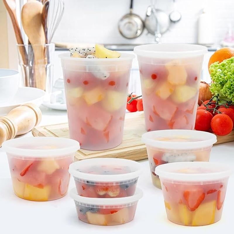 24 Pack Leak-Proof Soup Cups, 8/16/32oz Food Storage Containers with Condiment L