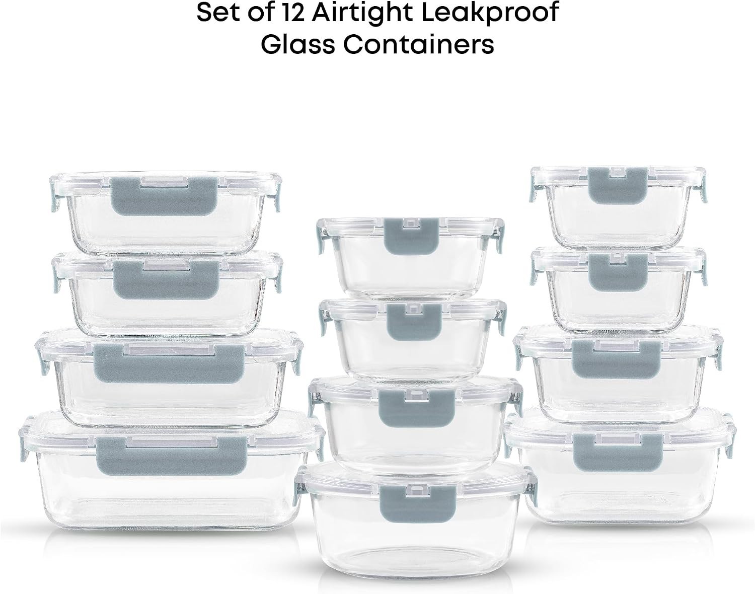 Versatile 24-Piece Glass Storage Containers – BPA-Free & Airtight Lids Included