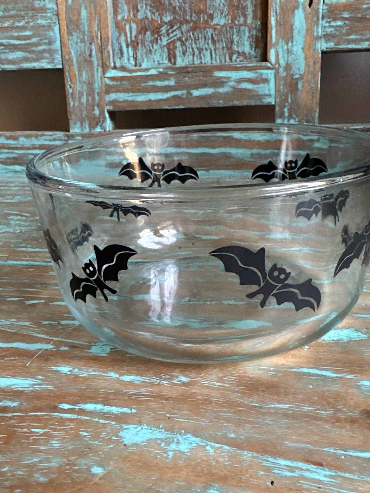 Pyrex Glass 1 Qt Storage Container With Black Bats 4 Cups Black Lid Halloween