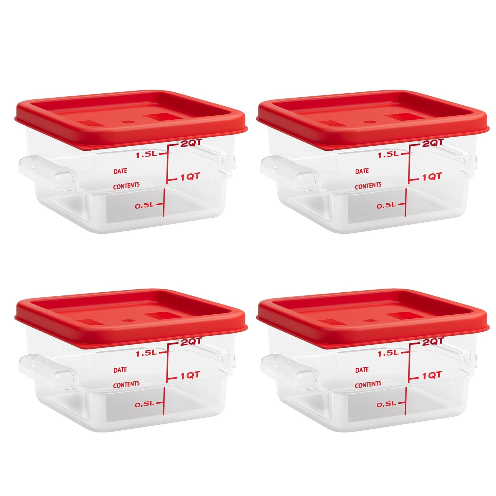 ENCYS 2 Quart Set of 4 Food Storage Containers,Food 2 quarts, Red-4Pack-2qt