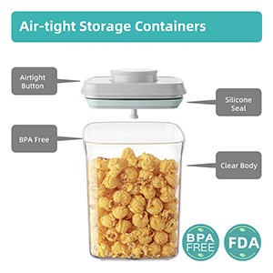 Airtight Container Set (1000ml 4 Pcs) Stackable One Press Openning Food