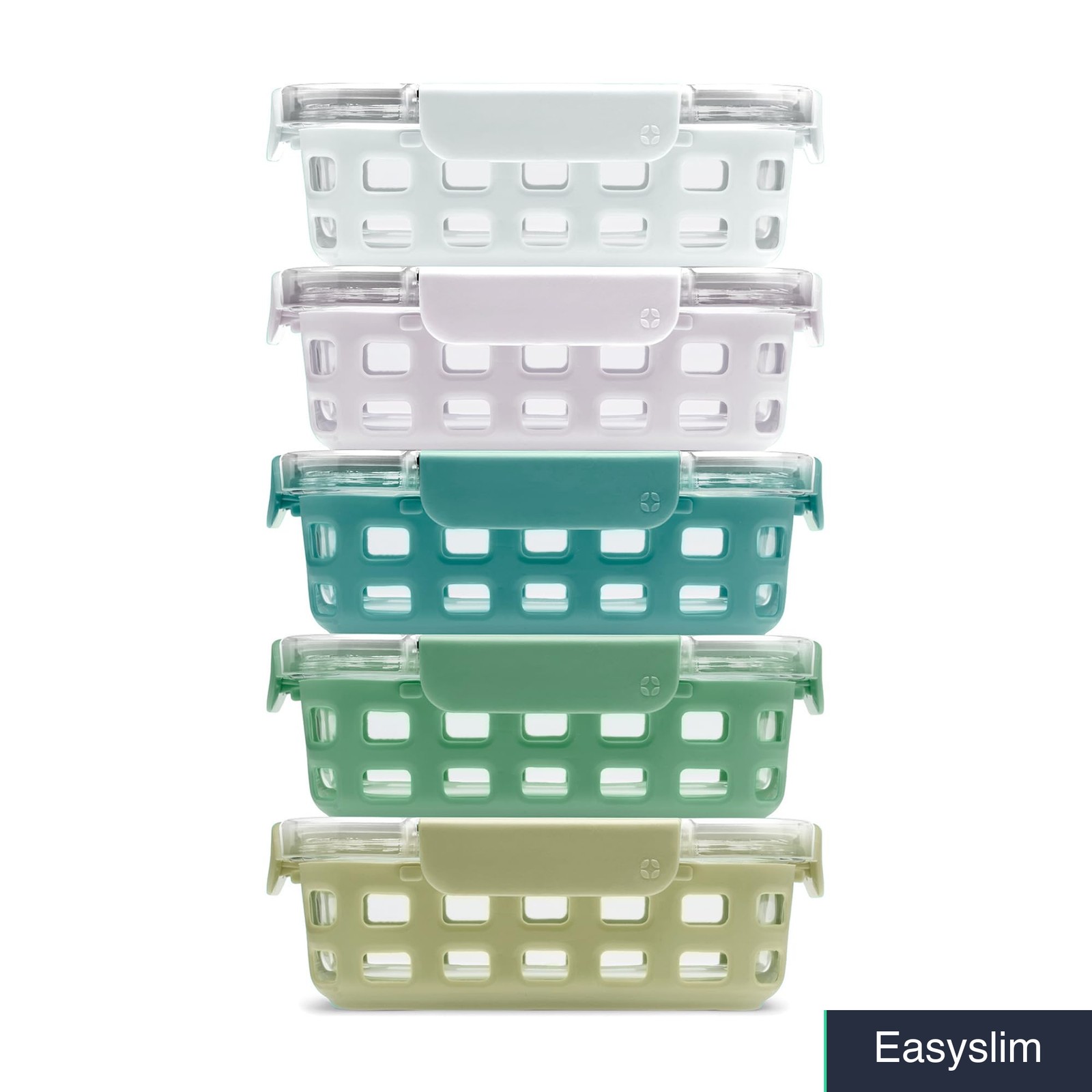 Glass Meal Prep Containers 3.4 Cup 5 Pack Airtight Lids Olive Tree