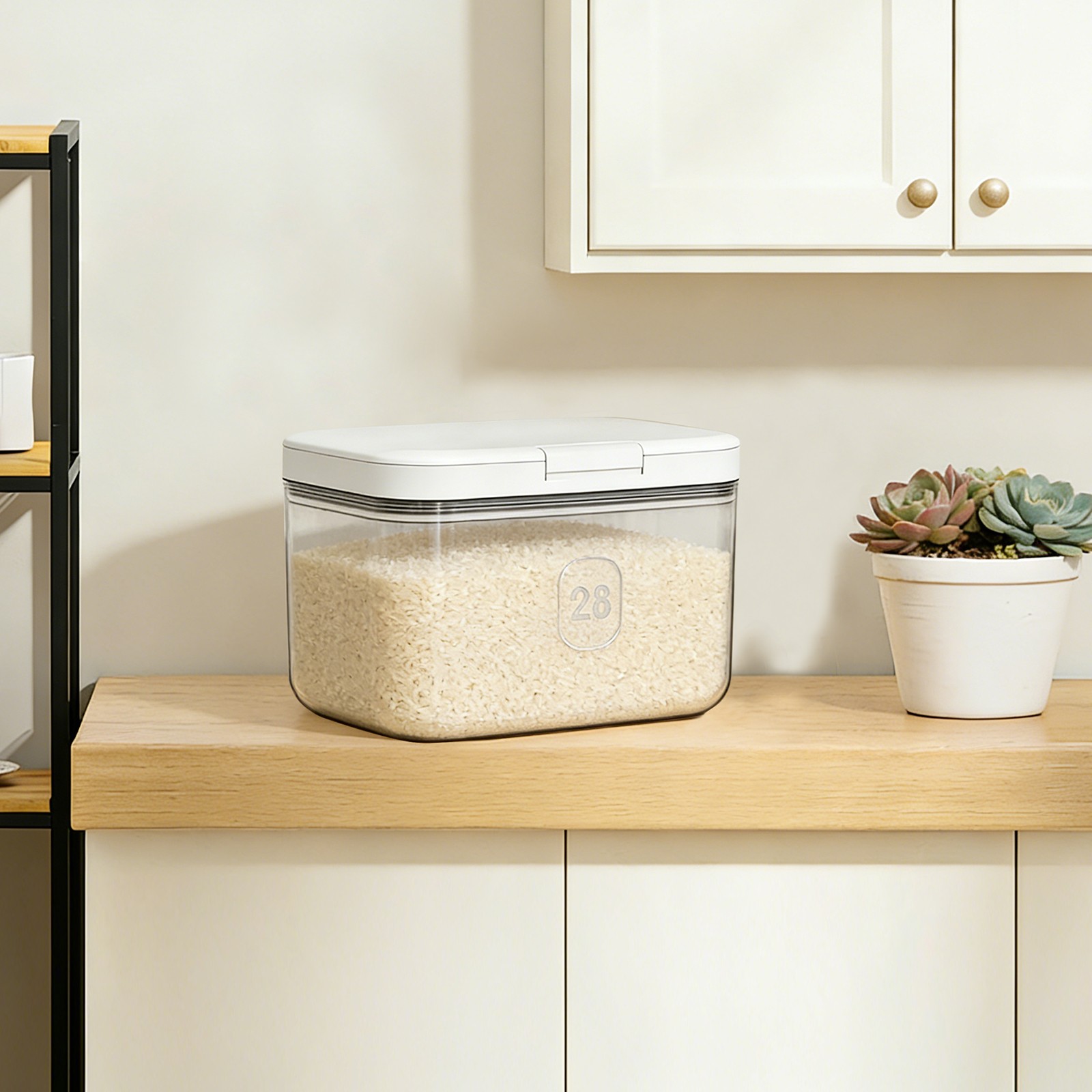 2.8L/0.74gal Flour Container with Measuring Cup, PET Clear Flour Container