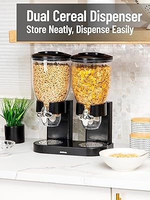 Double Dry Food Dispenser, 2 x 3.5L Countertop Containers for Cereal, Granola,