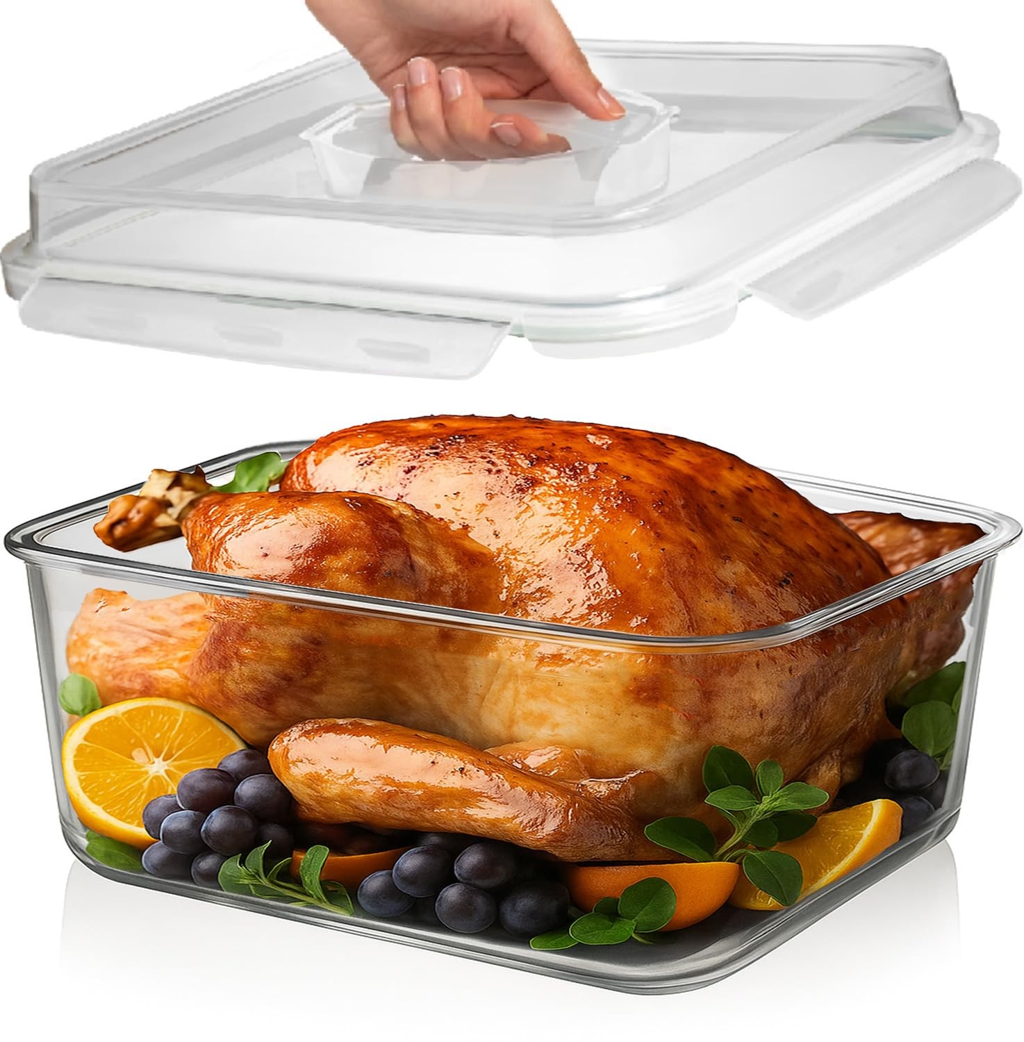 6500 Ml / 220 Oz / 28 Cup Large Glass Food Storage Container With Airtight Locki