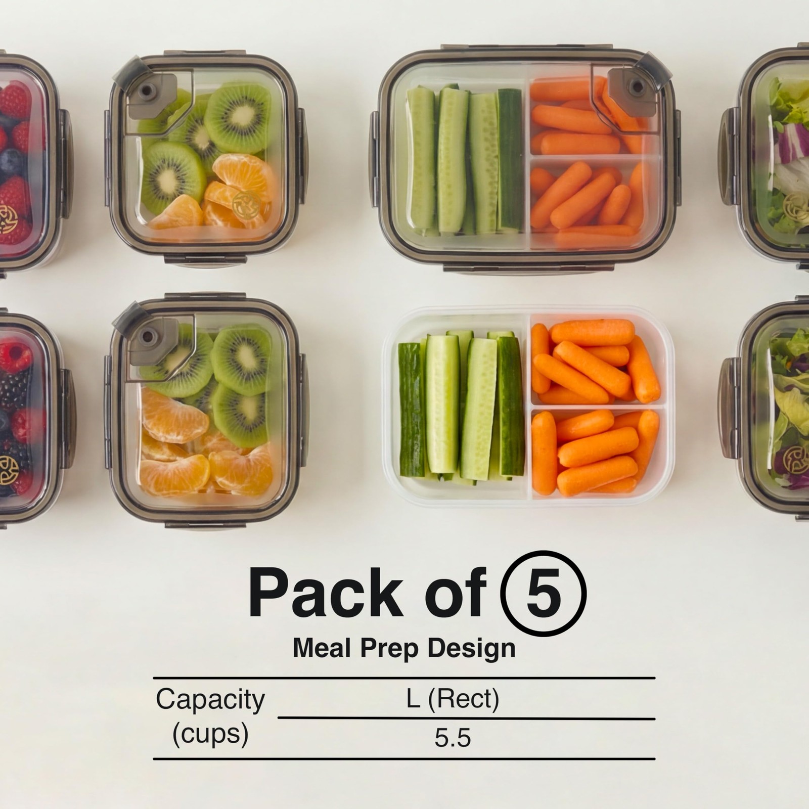 Compartmentalized Plastic Airtight Food Storage Containers with Vented Lids, …