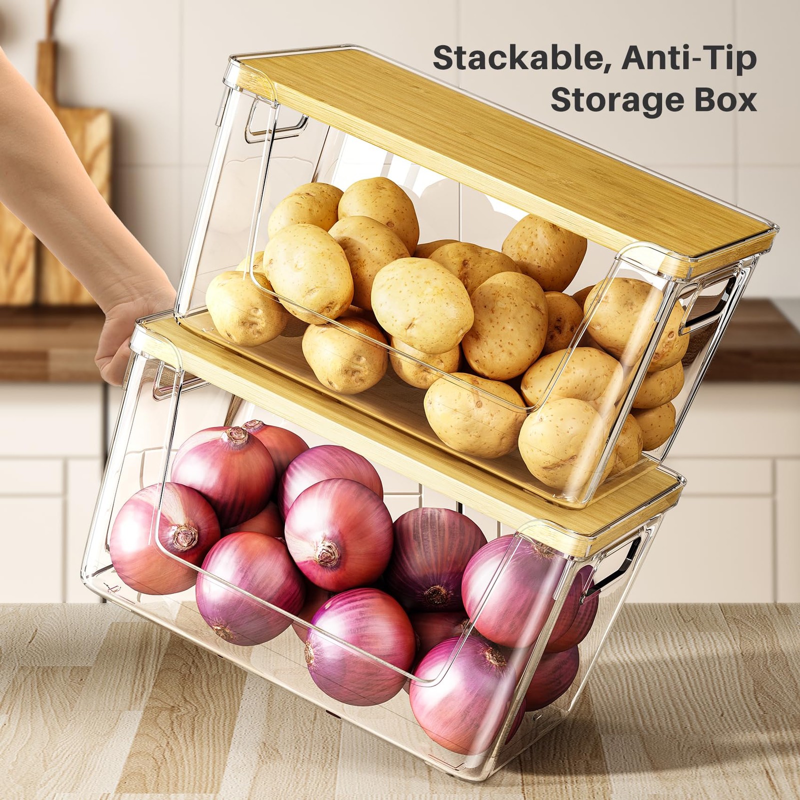 2 Set Pantry Organizer and Stackable Storage Kitchen,Sturdy and Durable Stora…