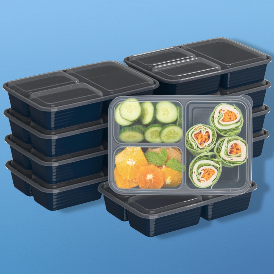20-Piece BPA-Free 3-Compartment Containers Microwave Freezer Dishwasher Safe