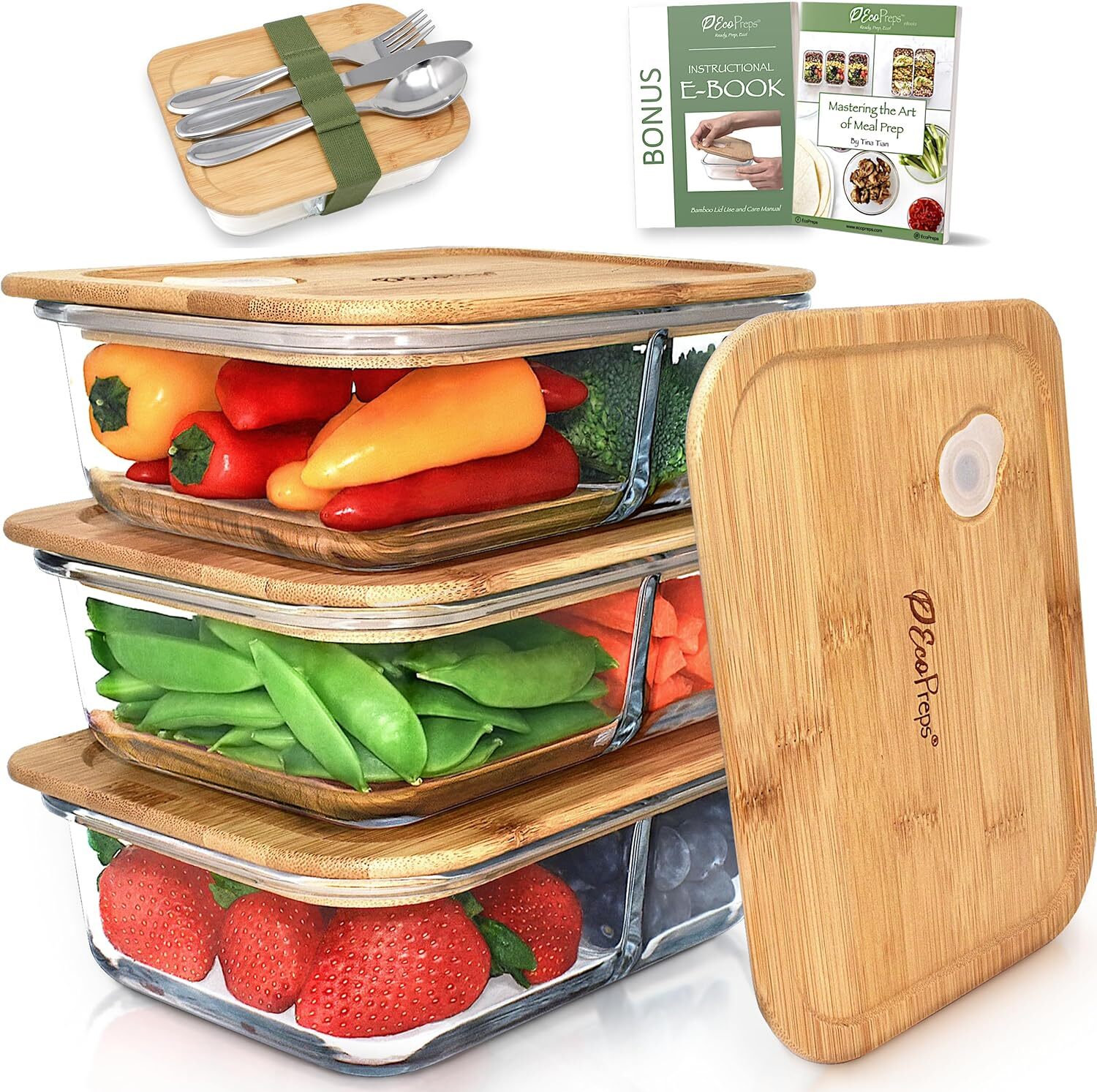 Glass Meal Prep Container with Bamboo Lid Eco-friendly Food Storage Container