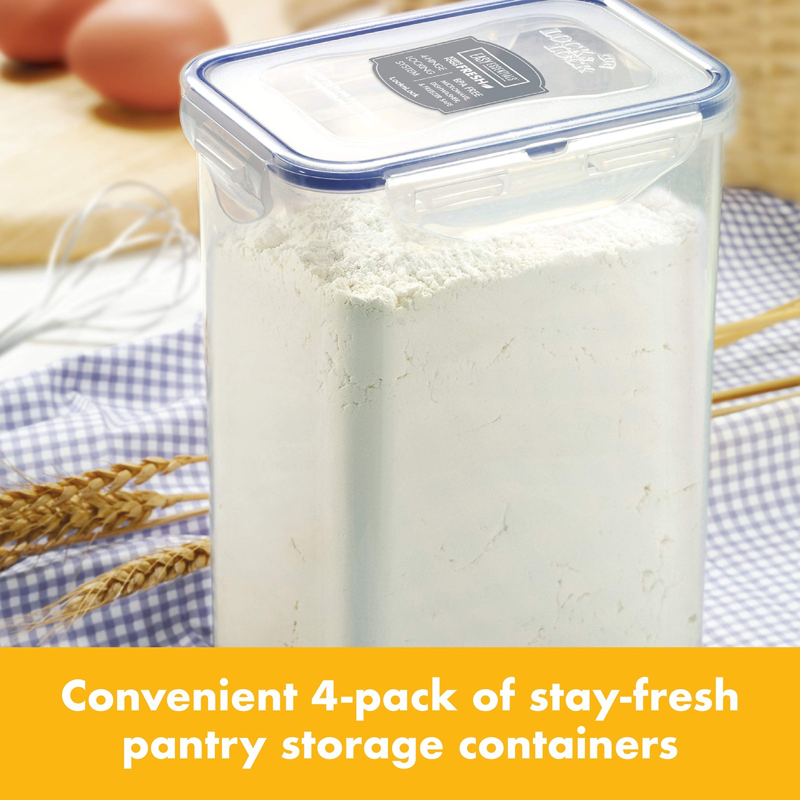 LOCK & LOCK Easy Essentials Airtight Rectangular Tall Food Storage Container …